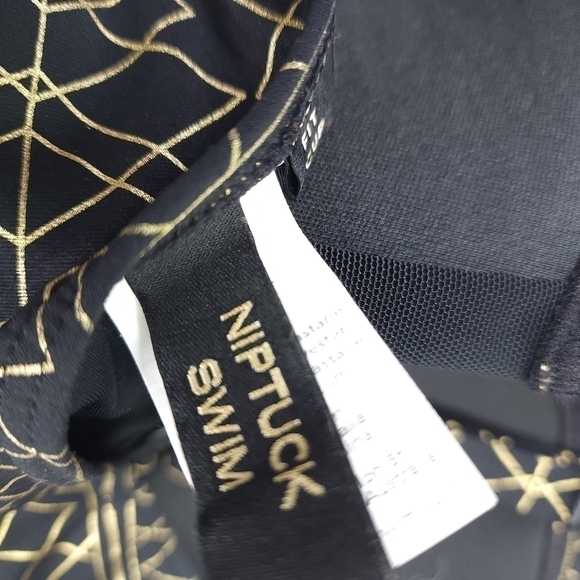 NipTuck Swim Black Gold One Piece Swimsuit Sz 8 - Picture 6 of 11